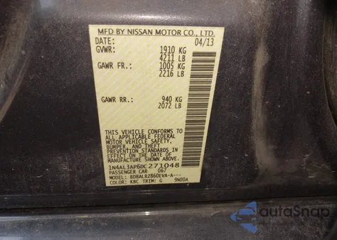 2013 Nissan Altima 2.5 S from USA, damaged, VIN 1N4AL3AP6DC271048